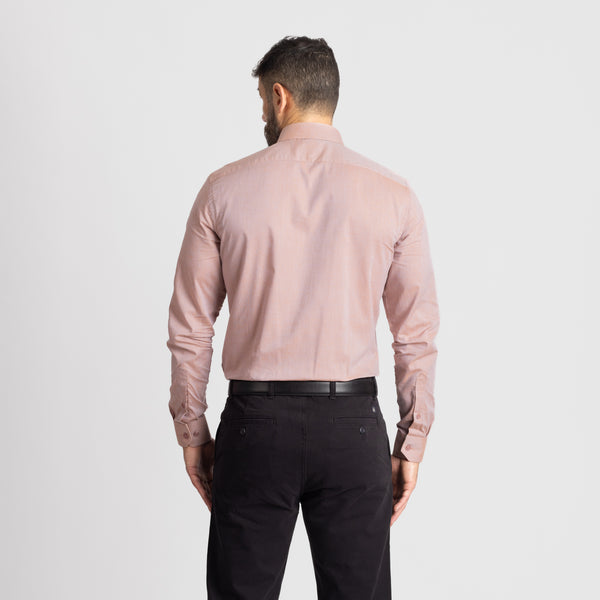 Camisa Slim Fit Fil a Fil Naranja