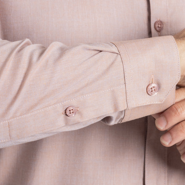 Camisa Slim Fit Fil a Fil Naranja