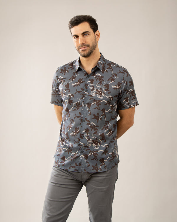 Camisa Relaxed Fit Florencia Gris Oscuro