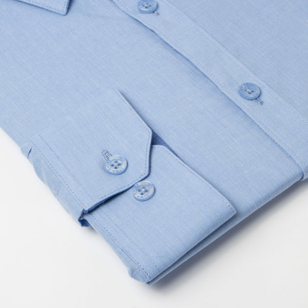 Camisa Slim Fit Fil a Fil Celeste