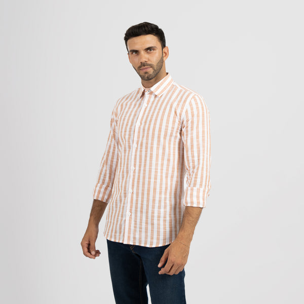 Camisa Modern Fit Lines Naranja