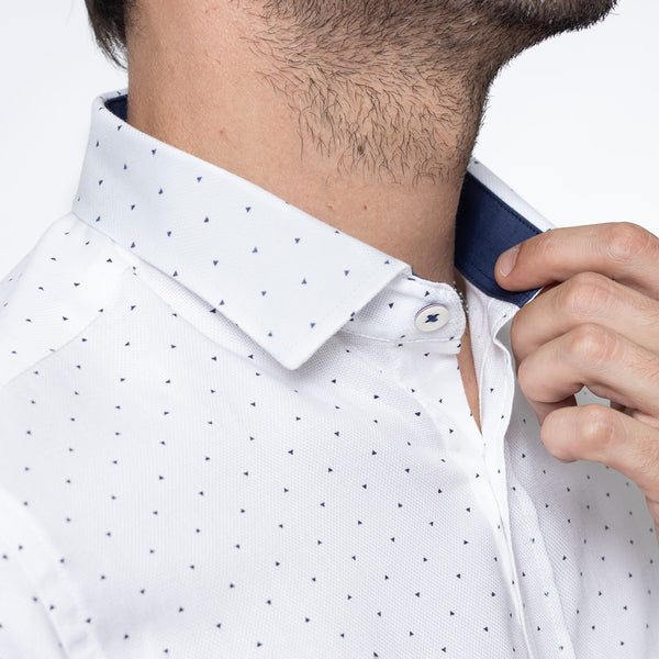 Camisa Slim Fit Luis Blanco Azul