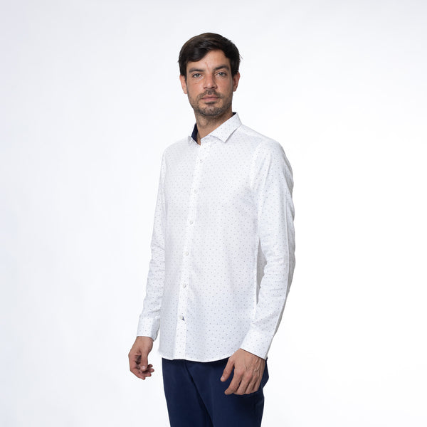 Camisa Slim Fit Luis Blanco Azul