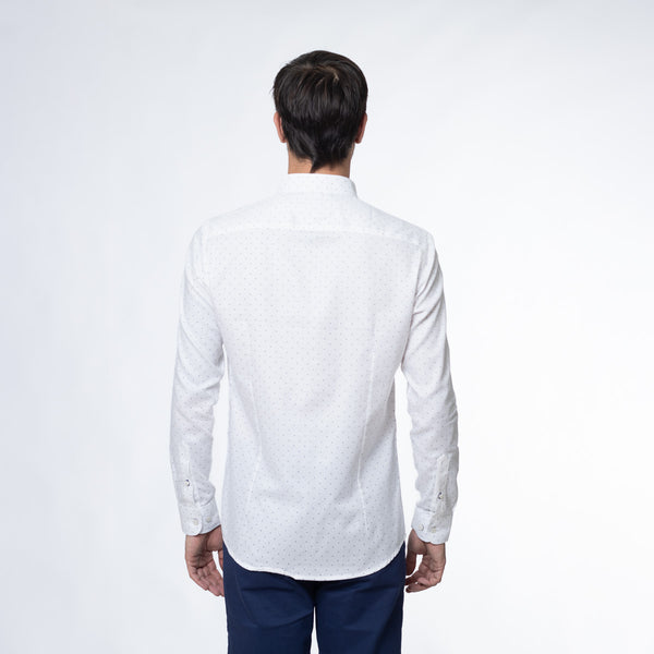 Camisa Slim Fit Luis Blanco Azul