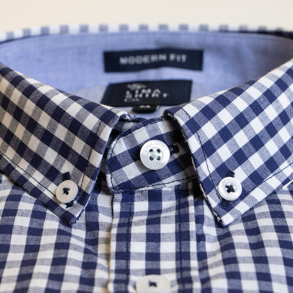 Camisa Manga Larga Cuadros Modern Fit Azul Marino