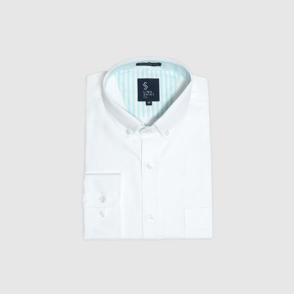 Camisa Modern Fit Manga Larga Oxford Blanco
