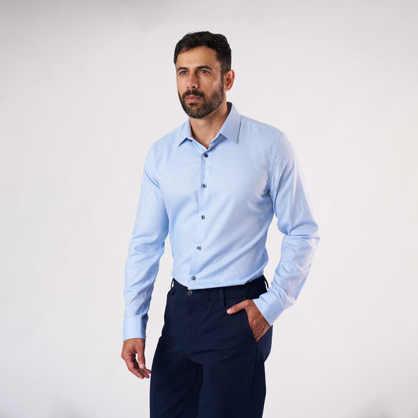 Camisa Manga Larga Modern Fit Mattia Celeste
