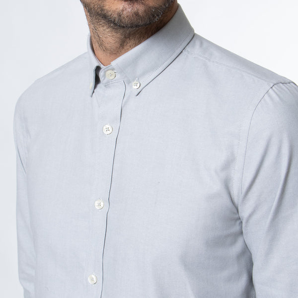 Camisa Modern Fit Oxford PC Gris