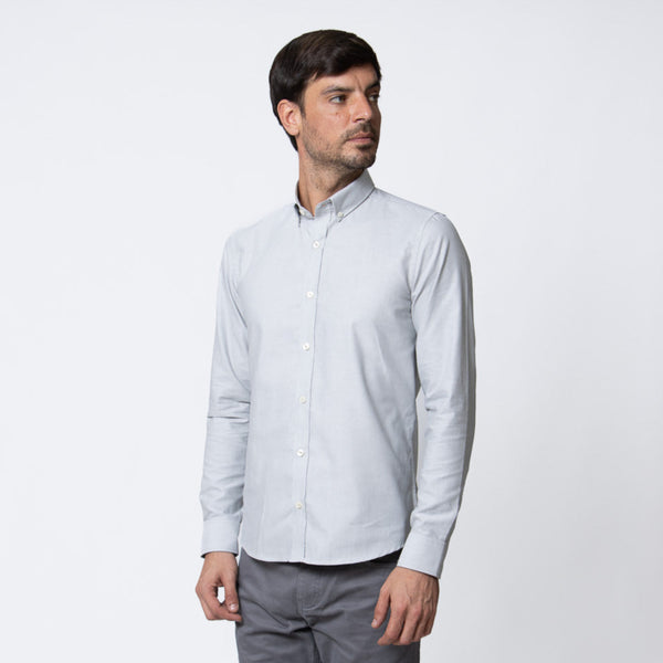 Camisa Modern Fit Oxford PC Gris