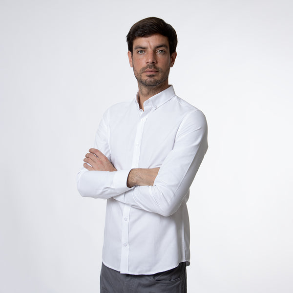 Camisa Modern Fit Oxford PC Blanco