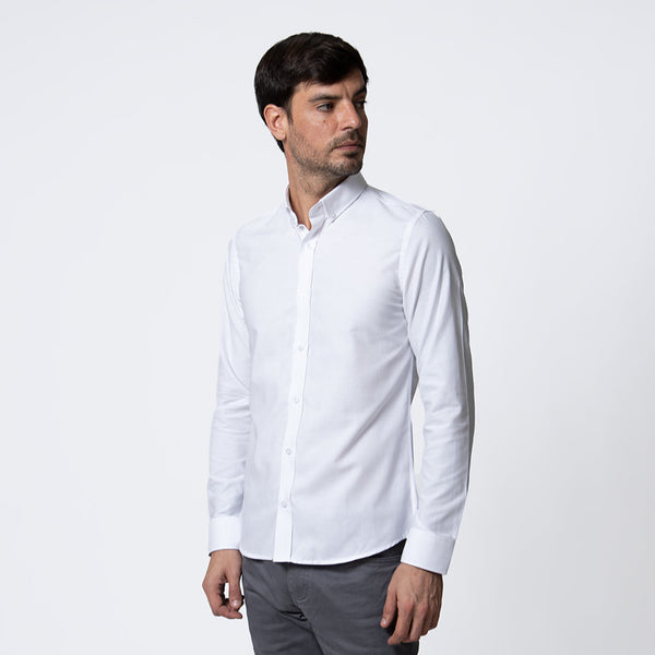 Camisa Modern Fit Oxford PC Blanco