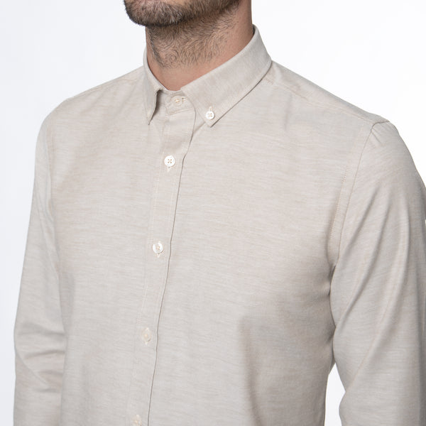 Camisa Modern Fit Oxford PC Beige