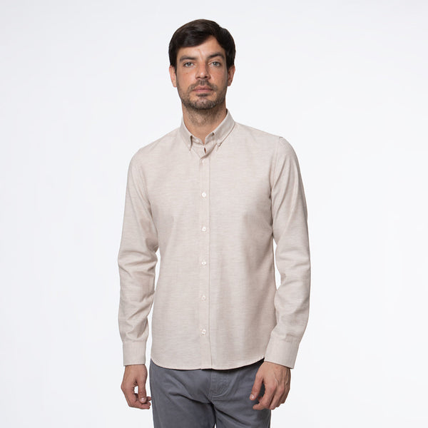 Camisa Modern Fit Oxford PC Beige