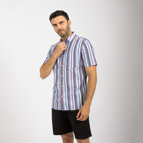 Camisa Modern Fit Striped Aqua