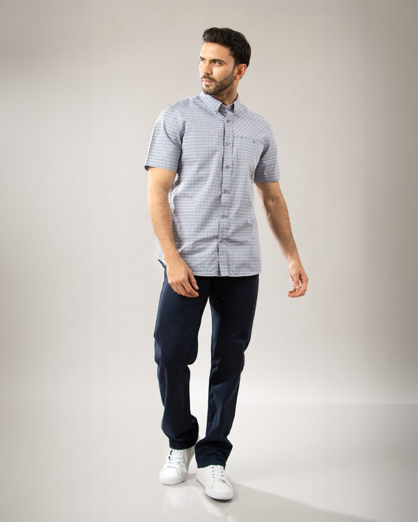 Camisa Manga Corta Button Down Vermont Plomo