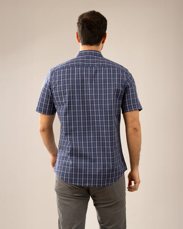 Camisa Manga Corta Button Down Vermont Azul