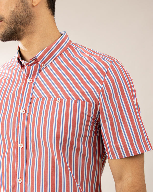 Camisa Manga Corta Button Down Vermont Rojo