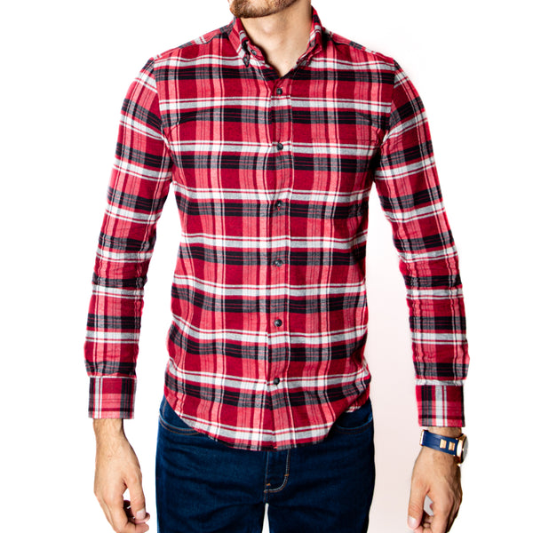Camisa Lima Shirt Manga Larga Flannel Touch Guinda