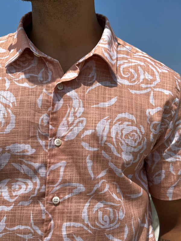 Camisa Mallorca Manga Corta Naranja