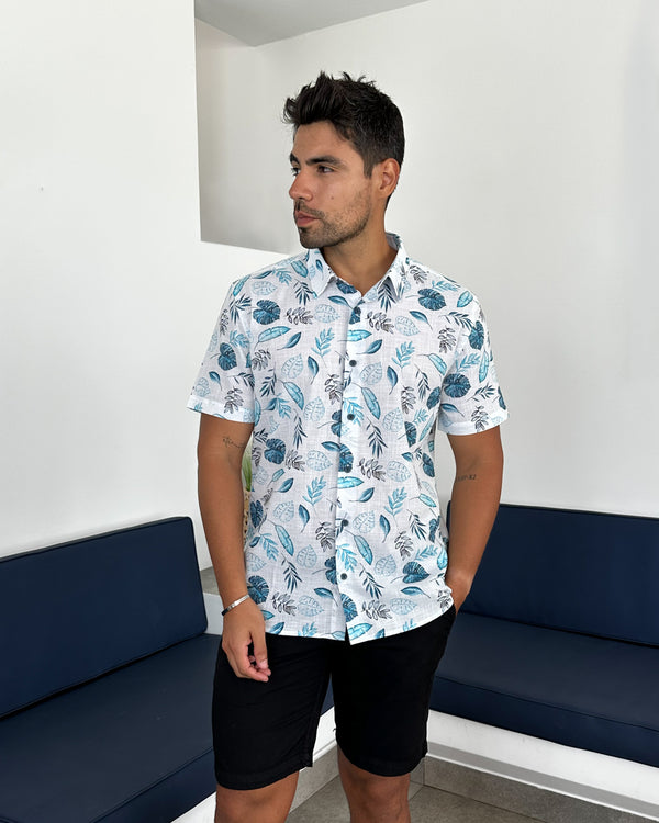 Camisa Bahamas Manga Corta Azul