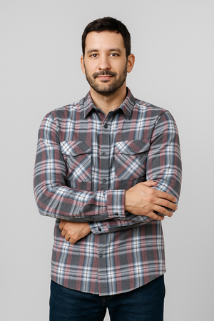 Camisa Flannel Villela Modern Fit Gris