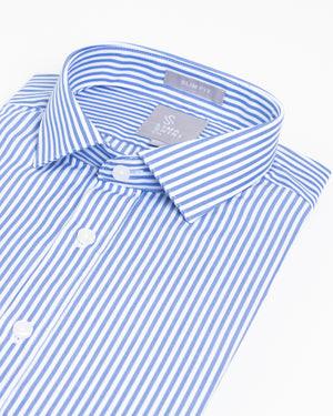 Camisa Manga Larga Luxury Rayas Azul Italiano