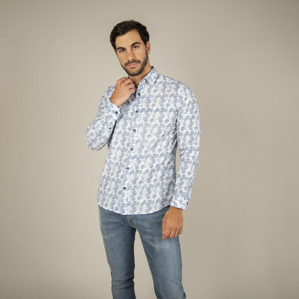 Camisa Manga Larga Modern Fit Spello Royal Blue