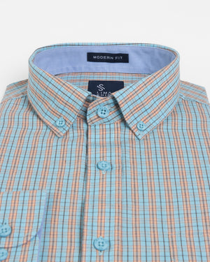Camisa Modern Fit Fergus Azul Turquesa