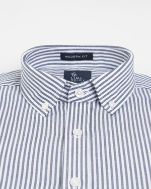 Camisa Modern Fit Oxford Rayas Azul