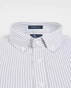 Camisa Modern Fit Oxford Rayas Plata