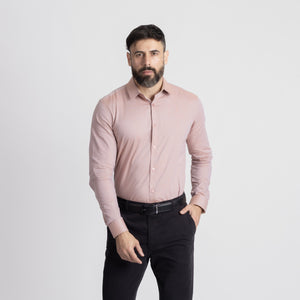 Camisa Slim Fit Fil a Fil Naranja