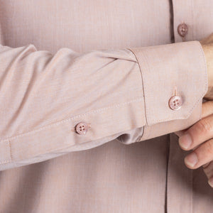 Camisa Slim Fit Fil a Fil Naranja