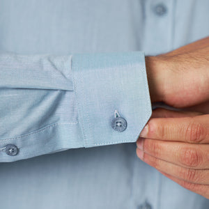 Camisa Slim Fit Fil a Fil Azul Teal