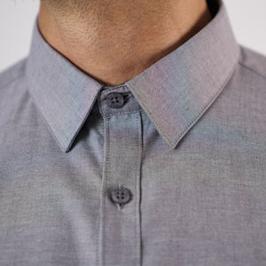 Camisa Slim Fit Fil a Fil Gris