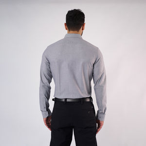 Camisa Slim Fit Fil a Fil Gris
