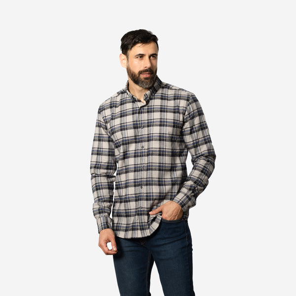 Camisa Flannel Classic Relaxed Fit Gris