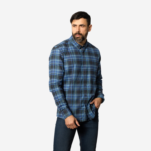 Camisa Flannel Classic Relaxed Fit Azul Francia