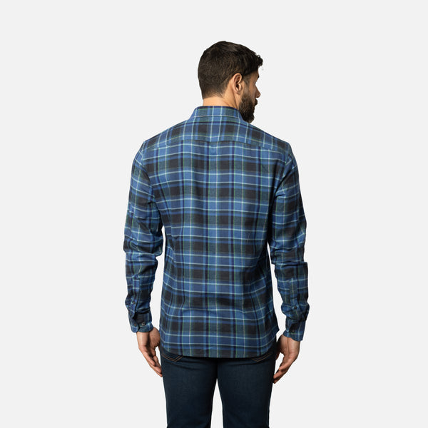 Camisa Flannel Classic Relaxed Fit Azul Francia