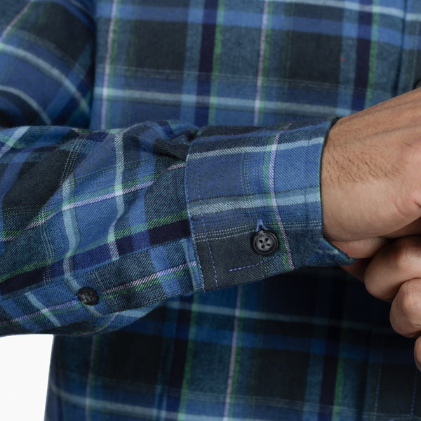 Camisa Flannel Classic Relaxed Fit Azul Francia