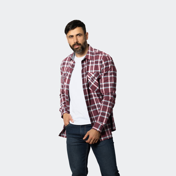 Camisa Flannel Leñador Modern Fit Vino