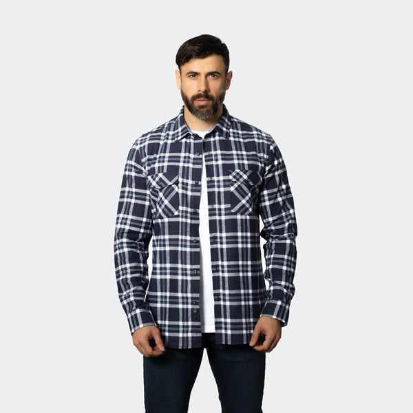 Camisa Flannel Leñador Modern Fit Azul Marino