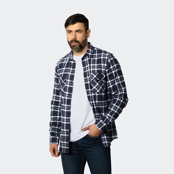 Camisa Flannel Leñador Modern Fit Azul Marino