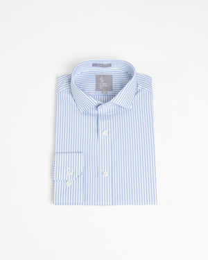 Camisa Manga Larga Luxury Rayas Celeste Claro