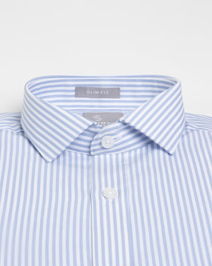 Camisa Manga Larga Luxury Rayas Celeste Claro