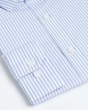 Camisa Manga Larga Luxury Rayas Celeste Claro