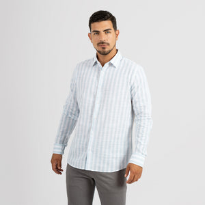 Camisa Modern Fit Lines Celeste