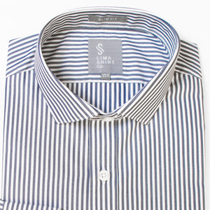 Camisa Slim Fit Manga Larga Luxury Rayas Azul