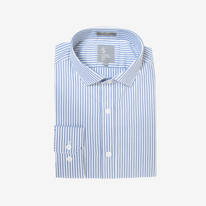 Camisa Slim Fit Manga Larga Luxury Rayas Azul Cielo