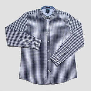 Camisa Manga Larga Cuadros Modern Fit Azul Marino