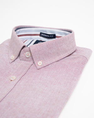 Camisa Modern Fit Manga Larga Oxford Vino
